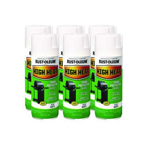Rust-Oleum High Heat Enamel Spray Paint, Flat White, 12 oz Aerosol Can, 6/Carton (7751830)