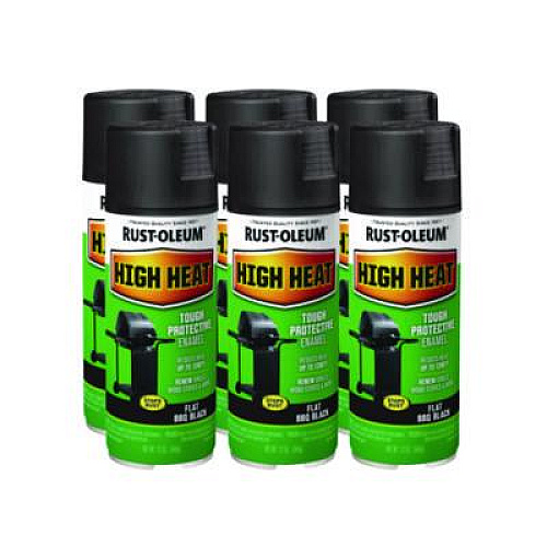 Rust-Oleum High Heat Enamel Spray Paint, Flat Black, 12 oz Aerosol Can, 6/Carton (7778830)