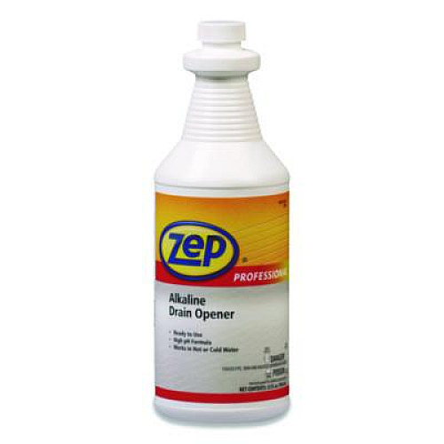 Zep Professional Alkaline Drain Opener Quart Bottle, 12/Carton (1041423)