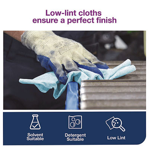 Tork Low-Lint Cleaning Cloths, 1-Ply, 15 x 15, Blue, 240 Sheets, 4 Boxes/Carton (192483)