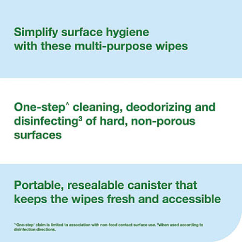 Everwipe by Tork Disinfectant Wipe Canisters, 1-Ply, 7 x 7, Lemon, White, 75 Sheets/Canister, 6/Carton (192820)
