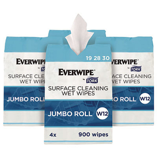 Tork Surface Cleaning Wet Wipe, 1-Ply, 6 x 6, Lemon, White, 900 Sheets, 4/Carton (192830)