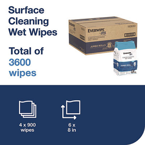 Tork Surface Cleaning Wet Wipe, 1-Ply, 6 x 6, Lemon, White, 900 Sheets, 4/Carton (192830)