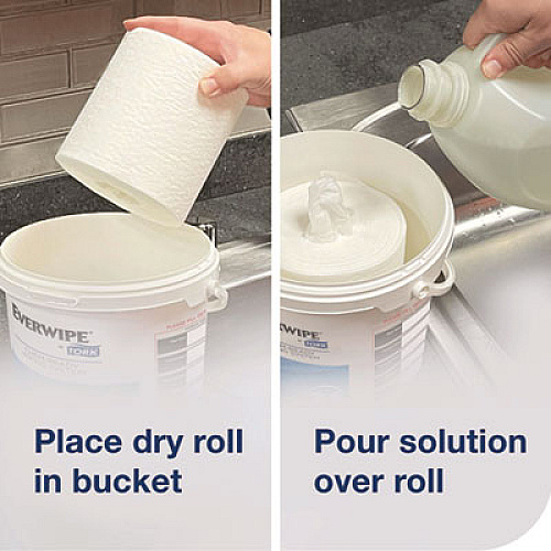 Everwipe by Tork Chem-Ready Wiping Rolls, 1-Ply, 12 x 12, White, 90 Sheets, 6 Rolls/Carton (192841)