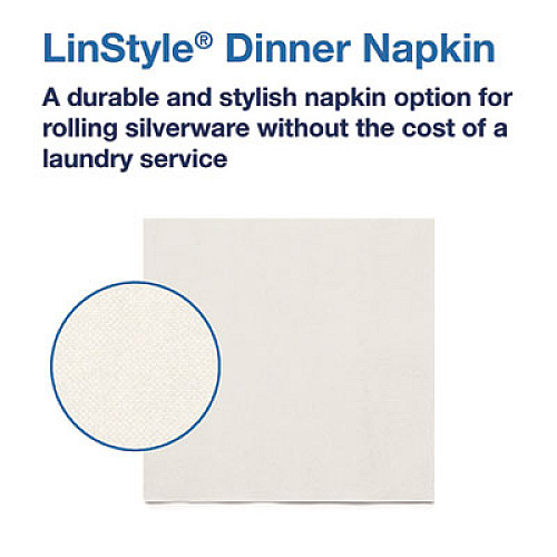 Tork LinStyle Dinner Napkin, 1-Ply, 15 x 16, White, 1,000/Carton (716002)