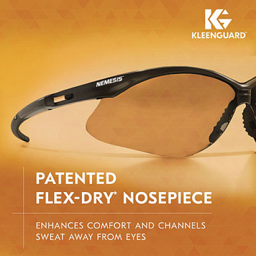 KleenGuard Nemesis Safety Glasses, Black Half Frame, Clear Dual I/O Lens (25685)