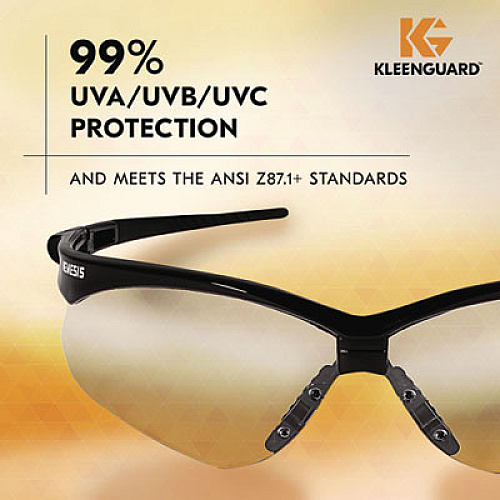 KleenGuard Nemesis Safety Glasses, Black Half Frame, Clear Dual I/O Lens (25685)