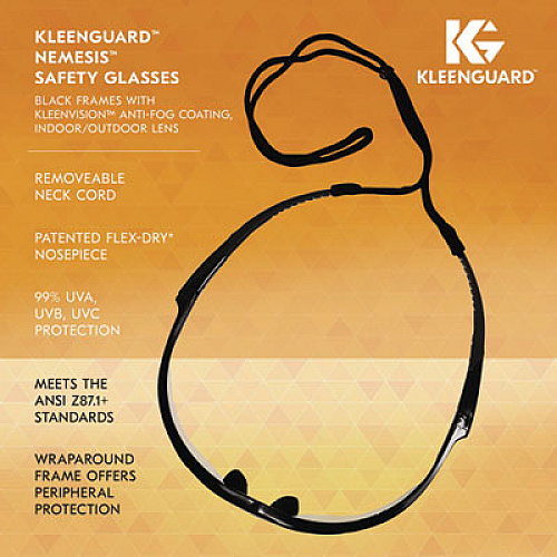 KleenGuard Nemesis Safety Glasses, Black Half Frame, Clear Dual I/O Lens (25685)