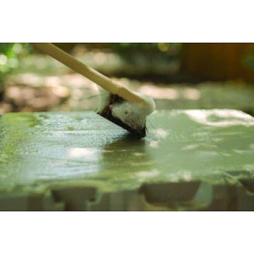 Boardwalk Utility Brush, Brown Palmyra Fiber Bristles, 5.5" Brush, 14.5" Tan Plastic Handle (4120)