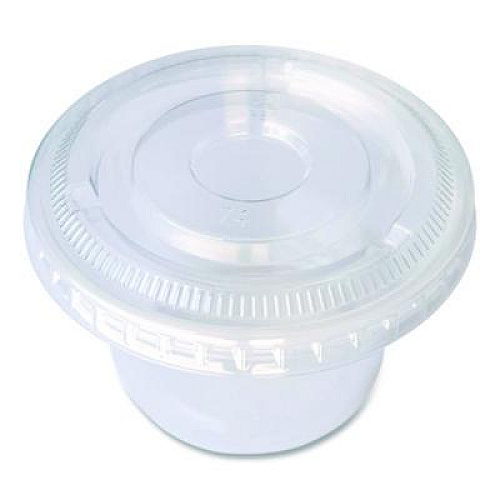 Boardwalk Souffle/Portion Cup Lids, Fits 3.25 oz to 5.5 oz Portion Cups, Plastic, Clear, 2,500/Carton (PRTLID4)