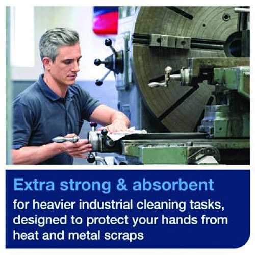 Tork Industrial Heavy-Duty Cleaning Cloth, 1-Ply, 13.97 x, 4.25, Unscented, White, 60 Cloths, 4/Carton (570481)