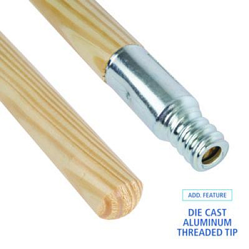 Boardwalk Metal Tip Threaded Hardwood Broom Handle, 0.94" dia x 60", Natural (136)