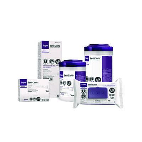 Sani Professional Super Sani-Cloth Germicidal Disposable Wipes, 1-Ply, 6 x 6.75, Unscented, White, 160/Canister, 12 Canisters/Carton (Q55172)