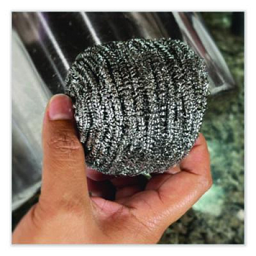 Boardwalk Stainless Steel Scrubber, Medium Size, Steel Gray, 72/Carton (35)
