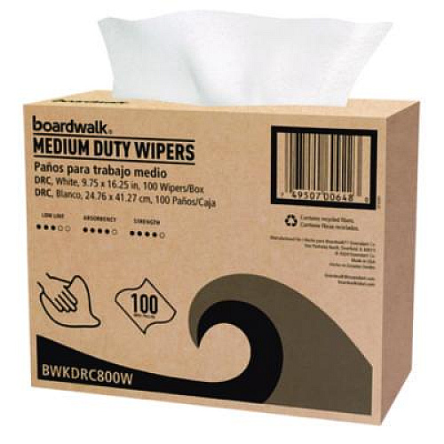 Boardwalk DRC Wipers, 1-Ply, 9.75 x 16.25, White, 100/Box, 8 Boxes/Carton (DRC800W)