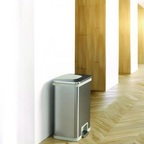 HLS Commercial Step Pedal-Sensor Trash Can, 13 gal, Plastic/Stainless Steel, Silver/White (HLS13SW)