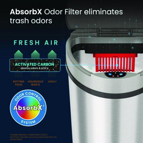 HLS Commercial Sensor Trash Can, Half-Round Cylinder, 13 gal, Plastic/Stainless Steel, Silver (HLS13HX)