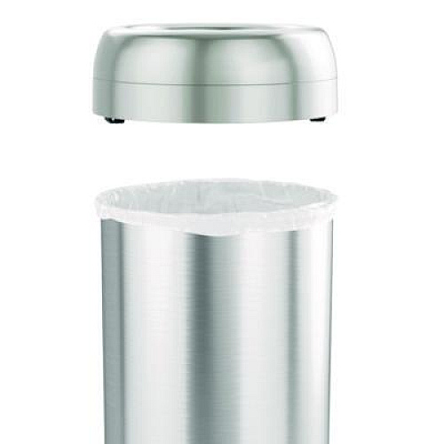 HLS Commercial Open Top Trash Can with Wheels, Round, 13 gal, Plastic/Stainless Steel, Silver (HLS13STRM)