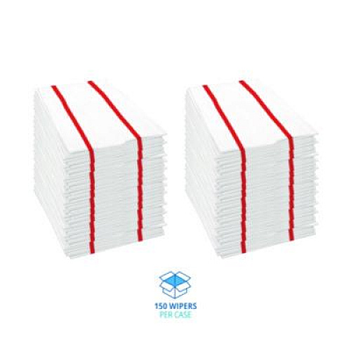 Boardwalk Antimicrobial Foodservice Wipers, 1-Ply, 12 x 21, Red/White, 150/Carton (FS150W)