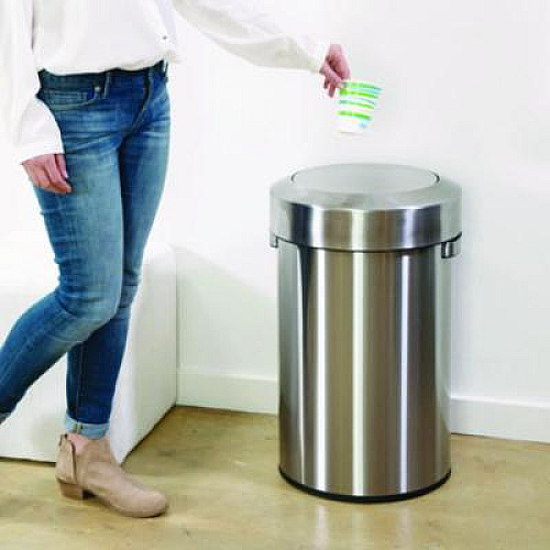 HLS Commercial Swing Top Trash Can, 17 gal, Stainless Steel, Silver (HLS17FTS)
