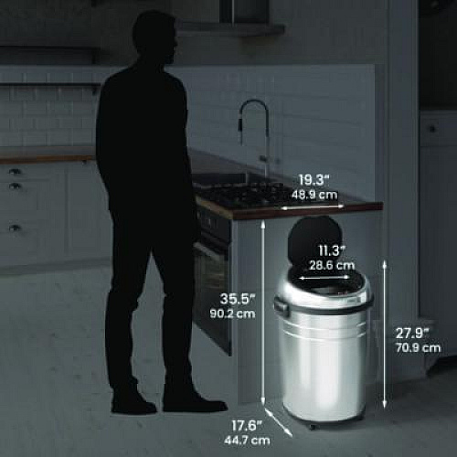 HLS Commercial Extra-Large Sensor Trash Can with Wheels, 18 gal, Plastic/Stainless Steel (HLS18RC)