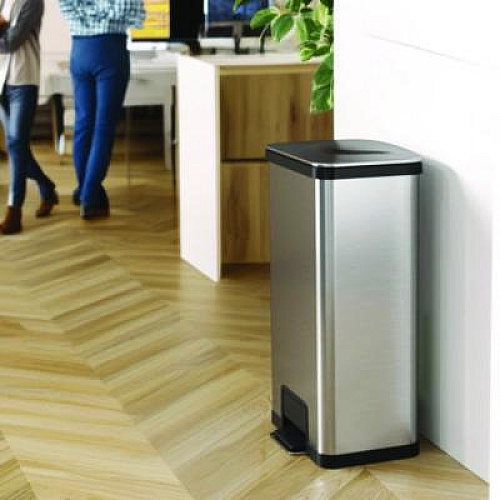 HLS Commercial Step Pedal Trash Can with AirStep Technology, 18 gal, Stainless Steel, Silver (HLS18SS)