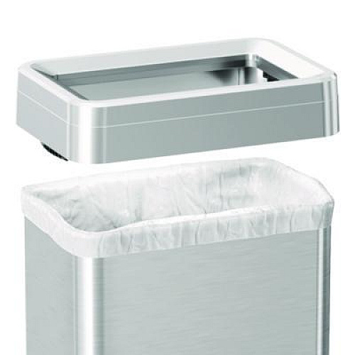 HLS Commercial Open Top Trash Can with Wheels, 18 gal, Plastic Stainless Steel, Silver (HLS18UOTM)