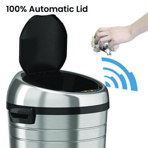 HLS Commercial Extra-Large Sensor Trash Can with Wheels, 18 gal, Plastic/Stainless Steel (HLS18RC)