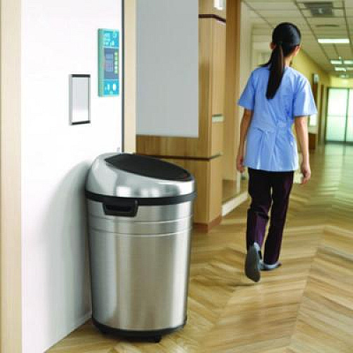 HLS Commercial Extra-Large Sensor Trash Can with Wheels, 18 gal, Plastic/Stainless Steel (HLS18RC)