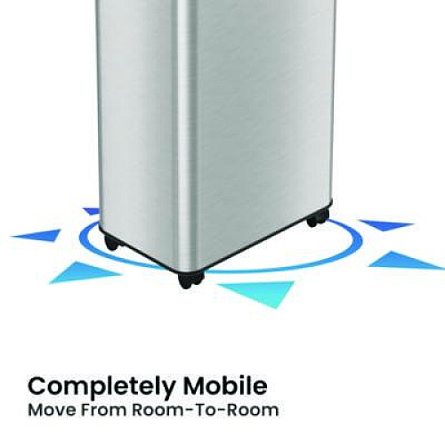 HLS Commercial Open Top Recycling Bin with Wheels and Color-Coded Lid, 21 gal, Plastic/Stainless Steel, Silver/Blue (HLS21UOTMREC)