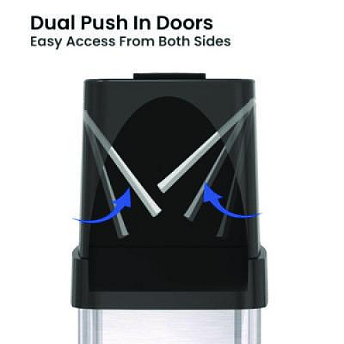 HLS Commercial Dual Push Door Trash Can, 24 gal, Stainless Steel, Silver/Black (HLS24DPO)