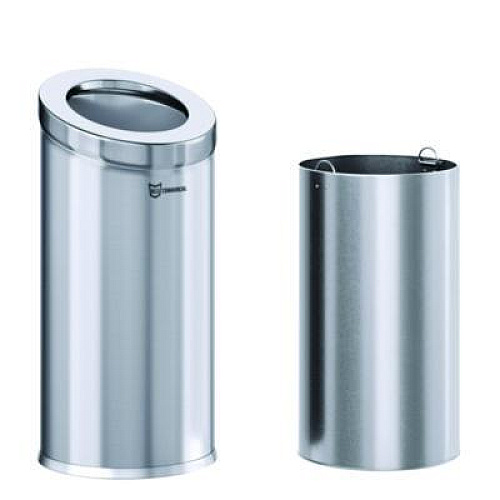 HLS Commercial Beveled Open Top Trash Can, 15 gal, Stainless Steel, Silver (HLSC04G15A)