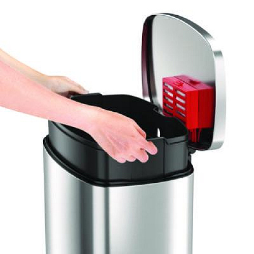 HLS Commercial Step Pedal Trash Can, 13 gal, Plastic/Stainless Steel, Silver (HLSS13R)