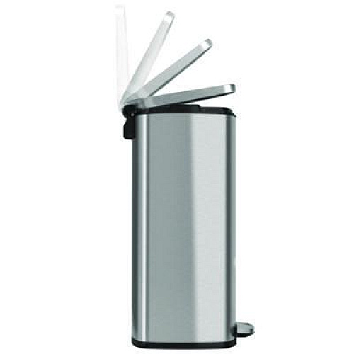 HLS Commercial Step Pedal Trash Can, 13 gal, Plastic/Stainless Steel, Silver (HLSS13R)