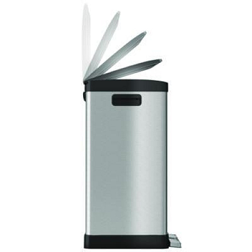 HLS Commercial Step Pedal Trash Can and Recycle Bin, 16 gal, Plastic/Stainless Steel, Silver (HLSS16R)