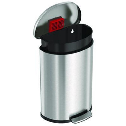 HLS Commercial Step Pedal Trash Can, 13 gal, Half-Round Plastic/Stainless Steel, Silver (HLSS13D)
