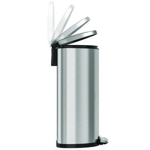 HLS Commercial Step Pedal Trash Can, 13 gal, Half-Round Plastic/Stainless Steel, Silver (HLSS13D)