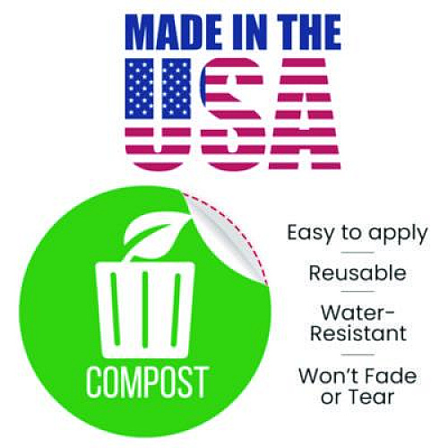 HLS Commercial Vinyl Decals, Compost, 4" Diameter, Green/White, 3/Pack (HLSKERCCOMP3)