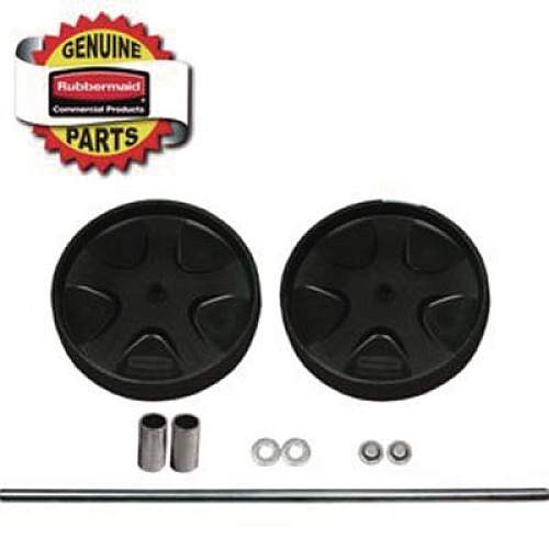 Rubbermaid Commercial Wheel/Axle Parts for 6173 Janitor Cart 2000, (2) 8" Wheels, Black/Gray (6173L9GRA)
