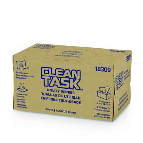 Sellars Clean Task Utility Wipers, 1-Ply, 9 x 10.25, White, 250 Sheets/Box, 24 Boxes/Carton (18309)