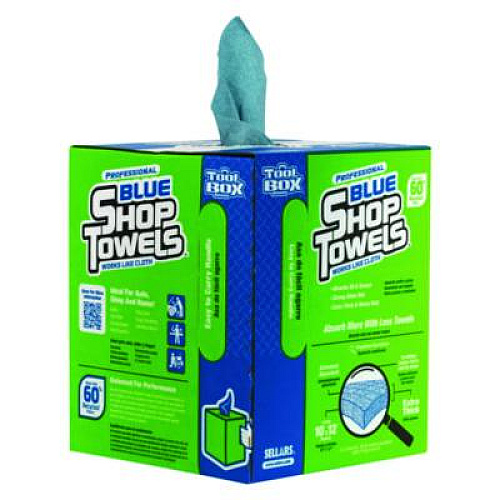 Sellars TOOLBOX Blue Shop Towels, 1-Ply, 10 x 12, Blue, 200 Sheets/Box, 4 Boxes/Carton (55202)