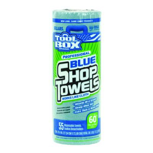 Sellars TOOLBOX Blue Shop Towels, 1-Ply, 11 x 9.4, Blue, 55 Sheets/Roll, 30 Rolls/Carton (54400)