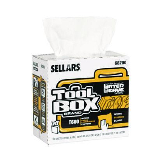 Sellars TOOLBOX WaterWeave T600 Wipers, 1-Ply, 8.27 x, 16.5, White, 126 Sheets/Box, 10 Boxes/Carton (68200)