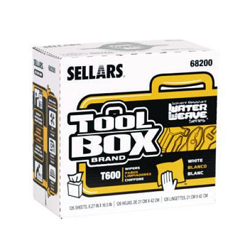 Sellars TOOLBOX WaterWeave T600 Wipers, 1-Ply, 8.27 x, 16.5, White, 126 Sheets/Box, 10 Boxes/Carton (68200)