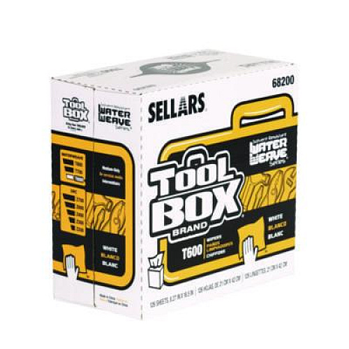 Sellars TOOLBOX WaterWeave T600 Wipers, 1-Ply, 8.27 x, 16.5, White, 126 Sheets/Box, 10 Boxes/Carton (68200)