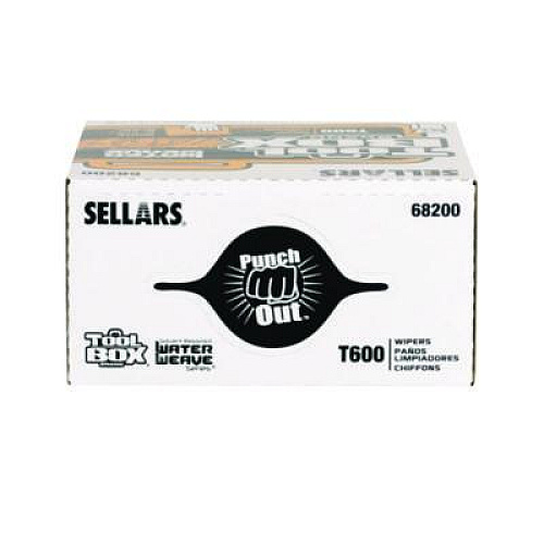 Sellars TOOLBOX WaterWeave T600 Wipers, 1-Ply, 8.27 x, 16.5, White, 126 Sheets/Box, 10 Boxes/Carton (68200)