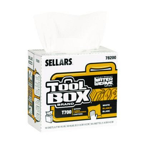 Sellars TOOLBOX WaterWeave T700 Wipers, 1-Ply, 8.27 x 16.5, White, 100 Sheets/Box, 8 Boxes/Carton (78200)