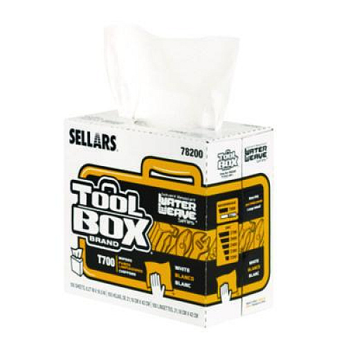 Sellars TOOLBOX WaterWeave T700 Wipers, 1-Ply, 8.27 x 16.5, White, 100 Sheets/Box, 8 Boxes/Carton (78200)