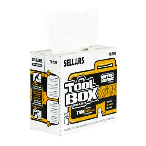 Sellars TOOLBOX WaterWeave T700 Wipers, 1-Ply, 8.27 x 16.5, White, 100 Sheets/Box, 8 Boxes/Carton (78200)