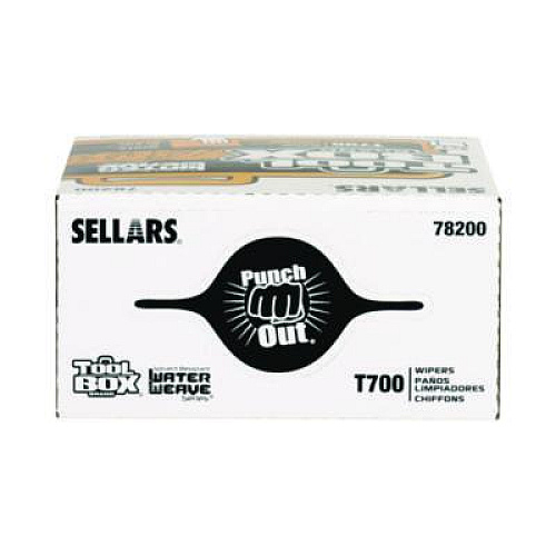 Sellars TOOLBOX WaterWeave T700 Wipers, 1-Ply, 8.27 x 16.5, White, 100 Sheets/Box, 8 Boxes/Carton (78200)
